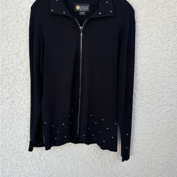 Christine Alexander Black Sweater‎ with Silver Accents - Picture 2 of 7